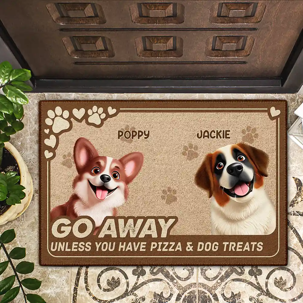 3D Effect Go Away Unless You Have Alcohol And Dog Treats - Personalized Doormat - Image 2