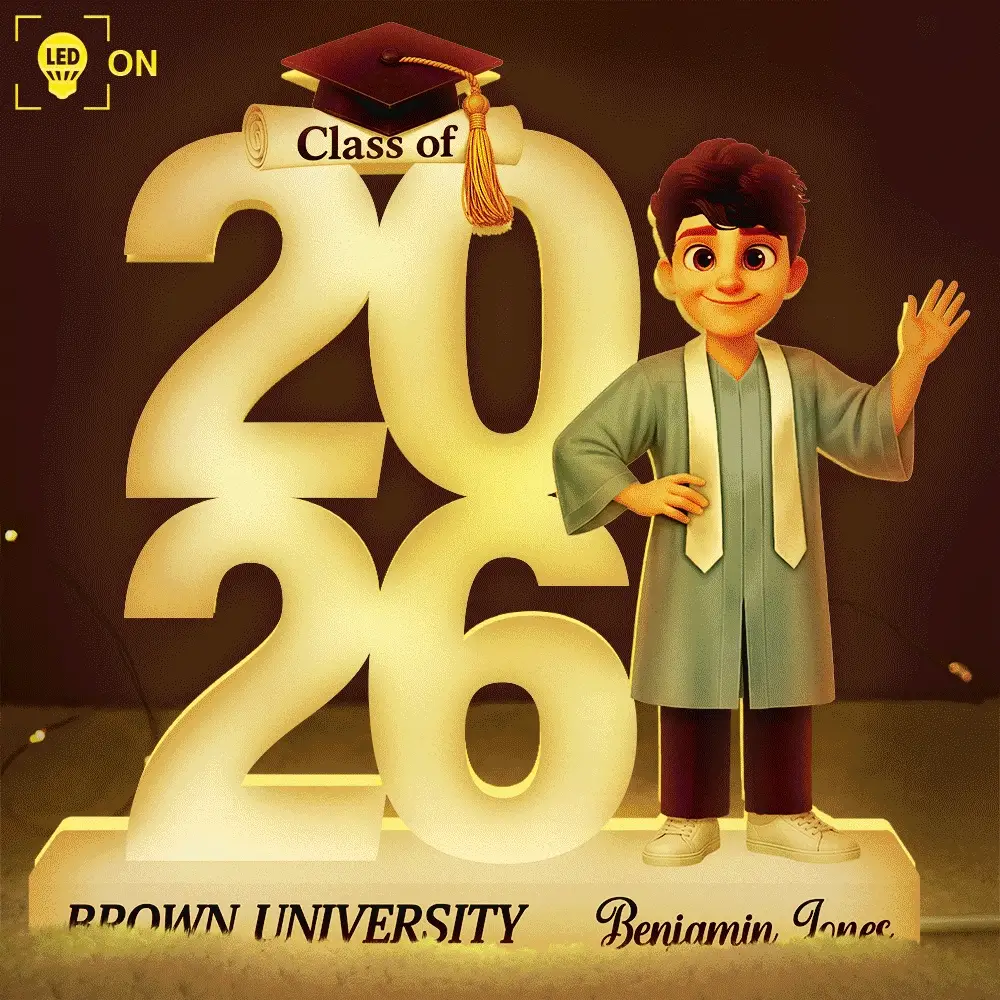 3D Effect Graduation Man Woman - Personalized Custom Shaped Light Box - Image 2