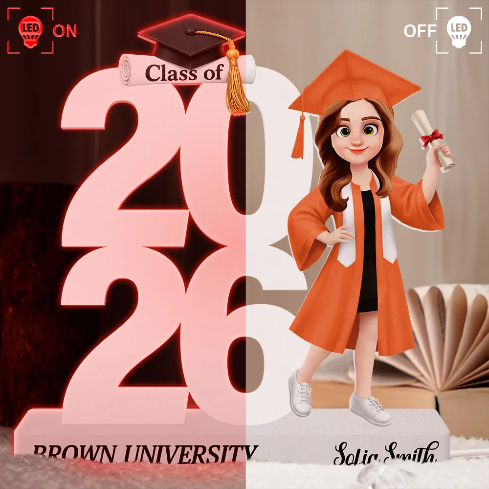 3D Effect Graduation Man Woman - Personalized Custom Shaped Light Box - Image 3