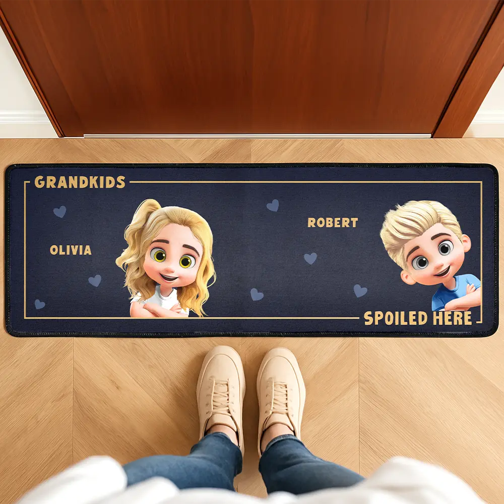 3D Effect Grandkids Spoiled Here - Personalized Runner Rug - Image 2