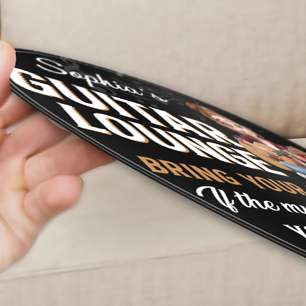 3D Effect Guitar Player Music Lounge - Personalized Custom Shaped Metal Sign - Image 3