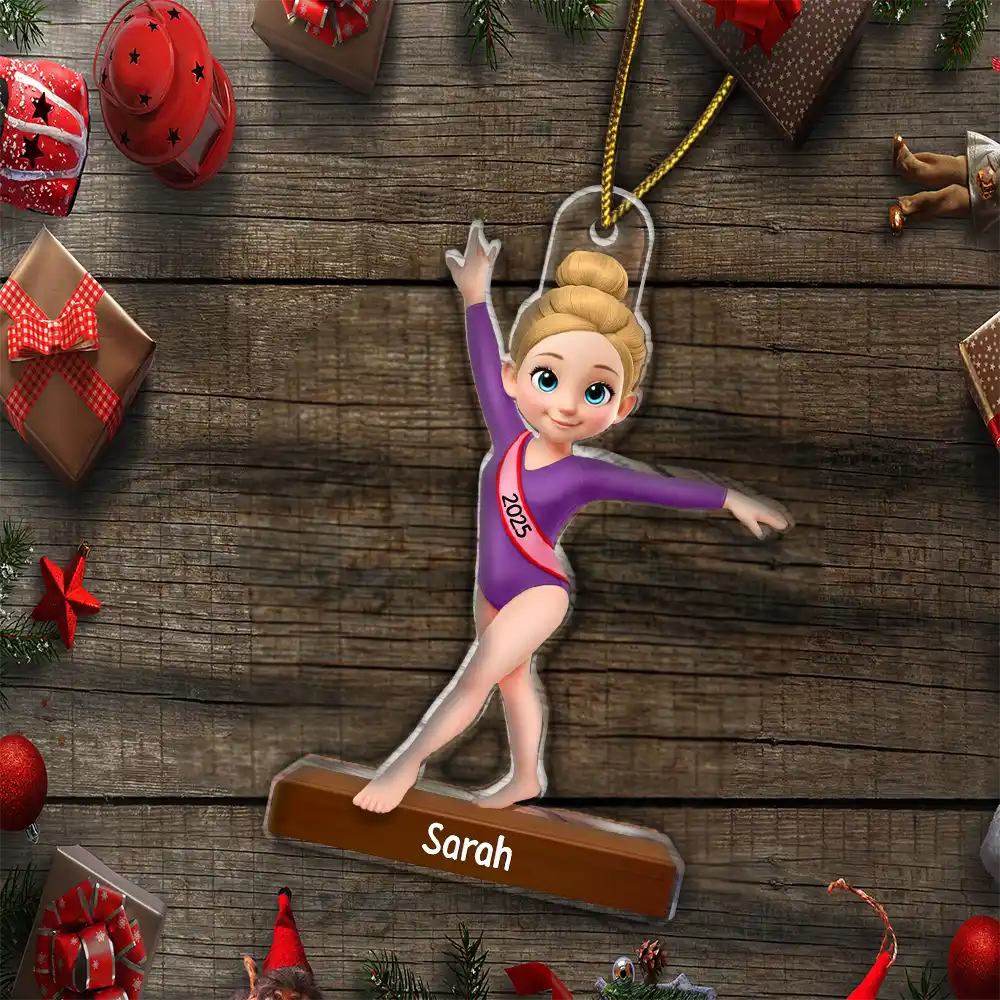 3D Effect Gymnastic Girl - Personalized Custom Shaped Acrylic Ornament - Image 5