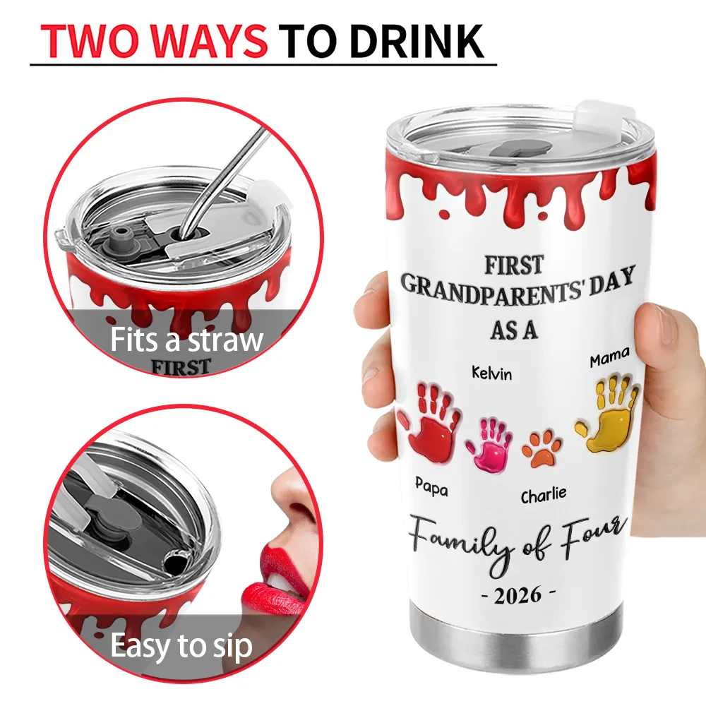 3D Effect Handprints Family - Personalized Tumbler - Image 4