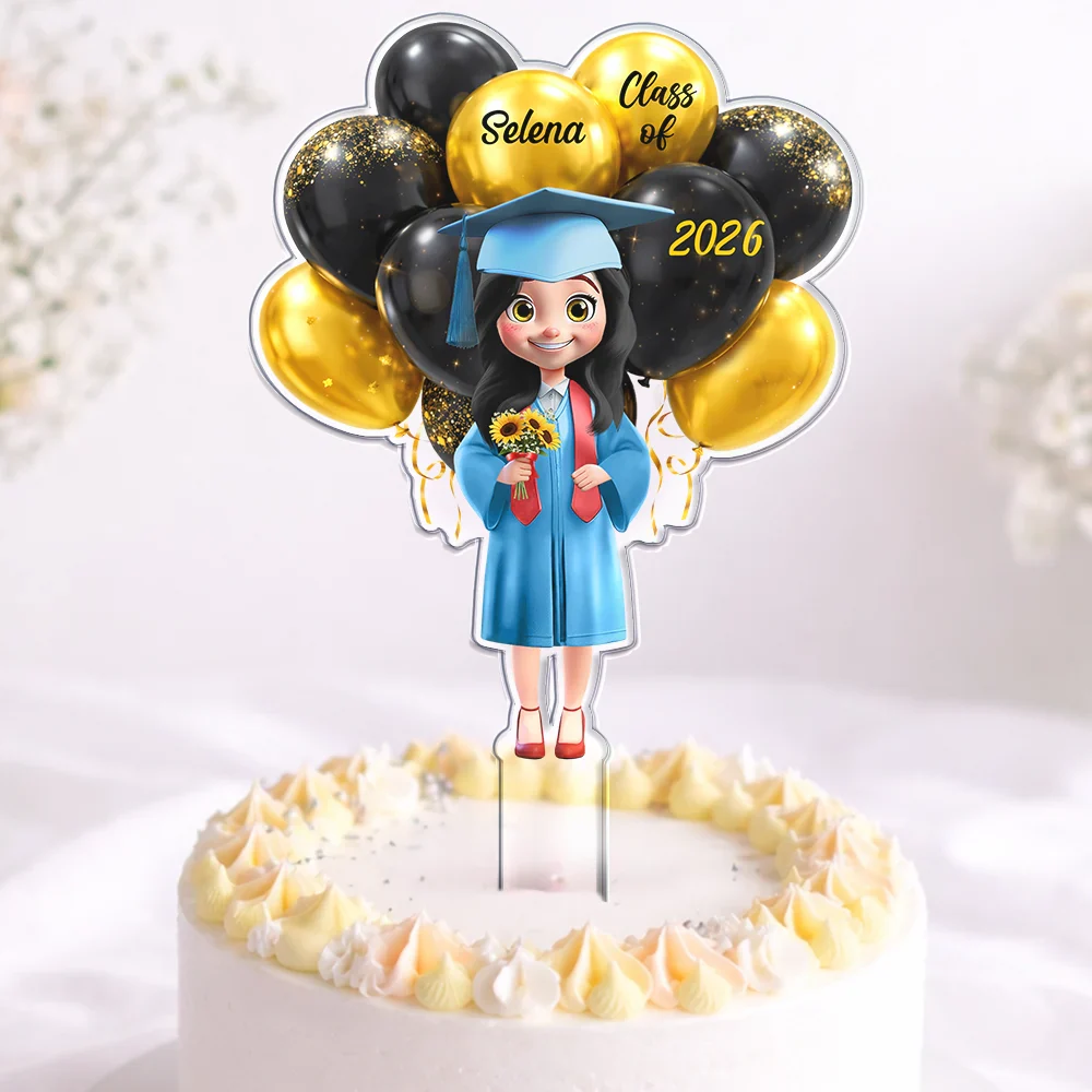 3D Effect Happy Graduation Woman Man - Personalized Acrylic Cake Topper - Image 3