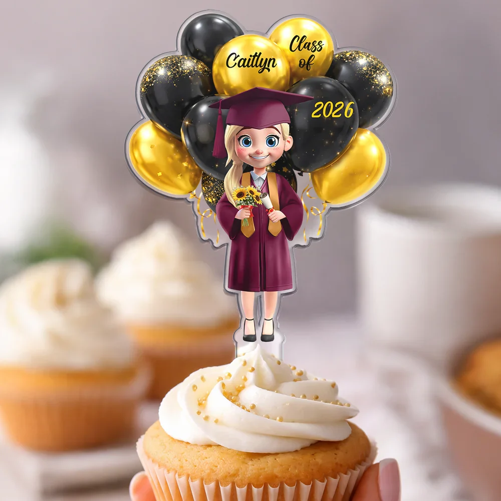 3D Effect Happy Graduation Woman Man - Personalized Acrylic Cake Topper - Image 4