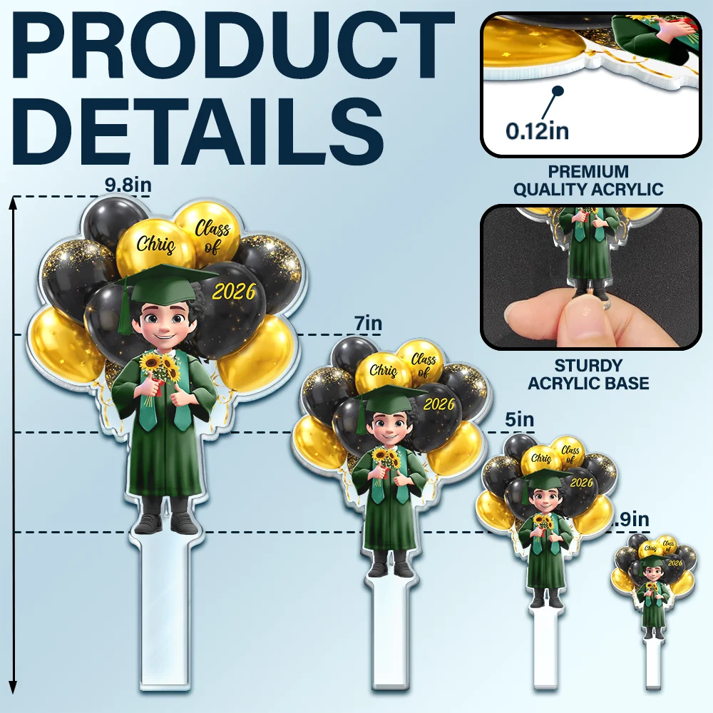 3D Effect Happy Graduation Woman Man - Personalized Acrylic Cake Topper - Image 5