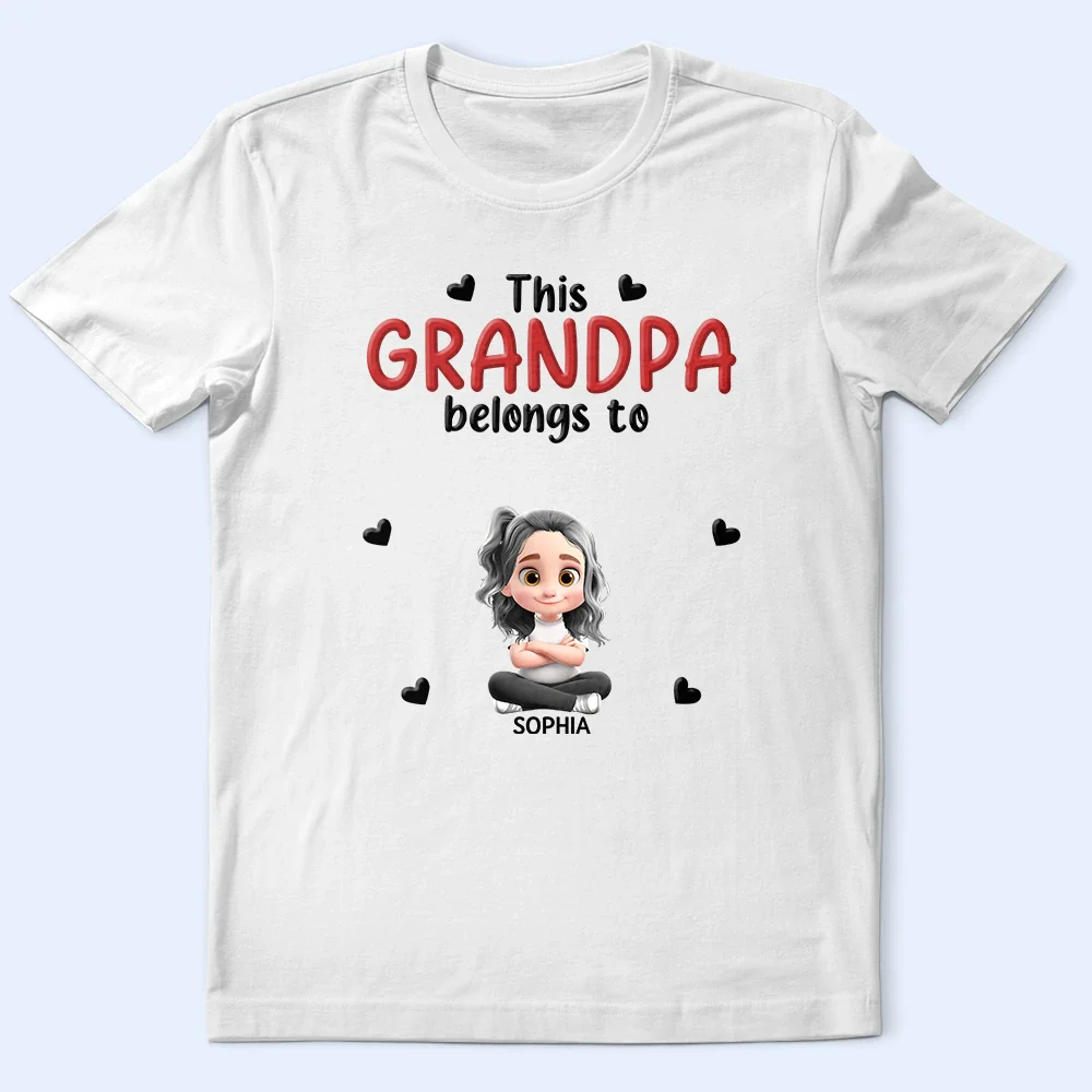 3D Effect Kid Cross Arm This Grandpa Belongs To - Personalized T Shirt - Image 4