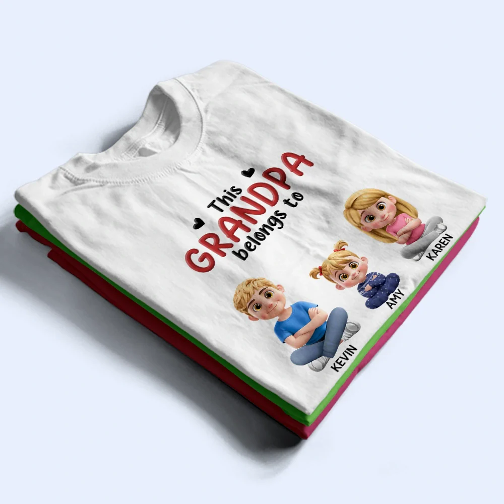3D Effect Kid Cross Arm This Grandpa Belongs To - Personalized T Shirt - Image 5
