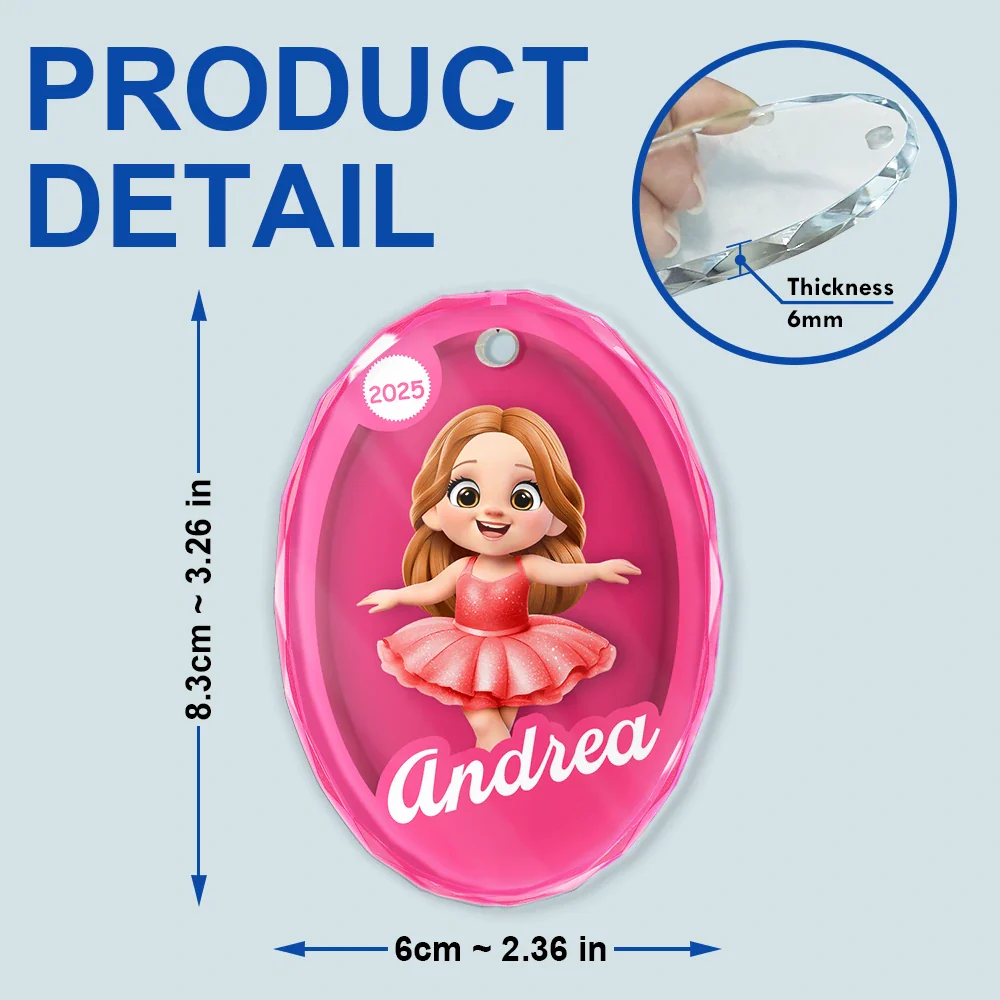 3D Effect Kid In Toy Box - Personalized Oval Glass Ornament - Image 5