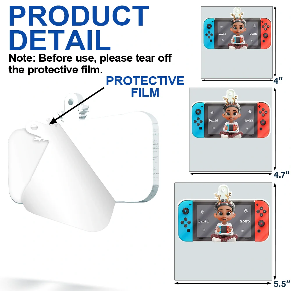 3D Effect Kids Teens Gamer - Personalized Custom Shaped Acrylic Ornament - Image 7