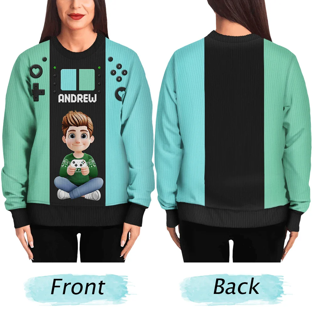 3D Effect Kids Gamer - Personalized Unisex Ugly Sweater - Image 5