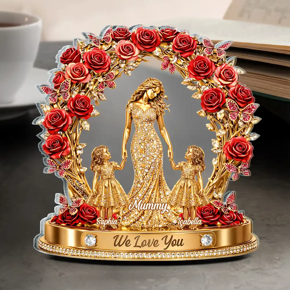 3D Effect Mom We Love You - Personalized Custom Shaped Acrylic Plaque - Image 4