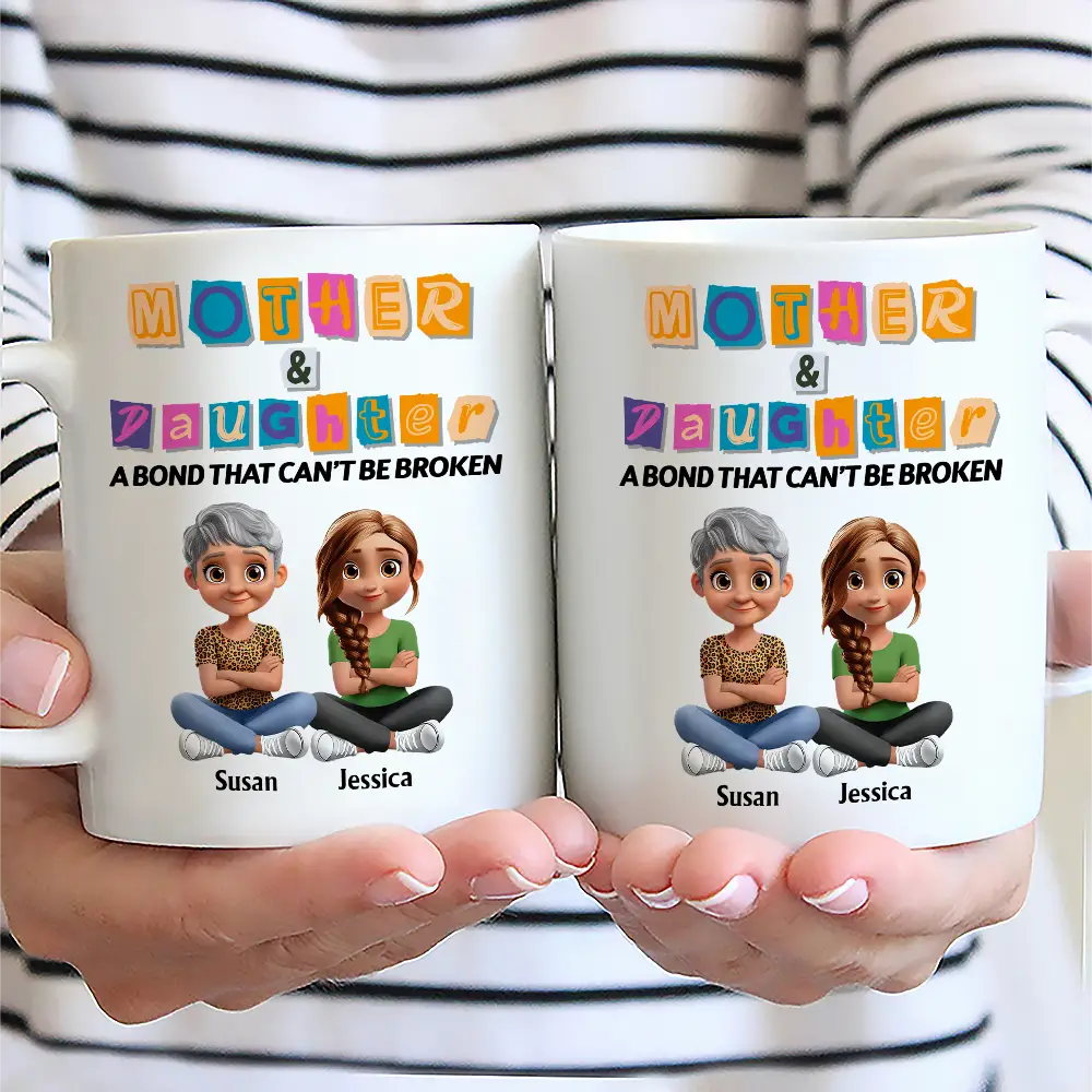 3D Effect Mother And Daughter Paper Cut Letters - Personalized Mug - Image 2