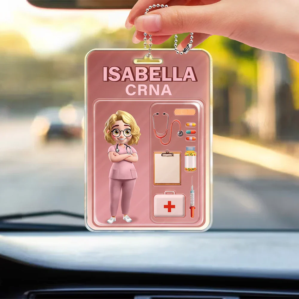 3D Effect Nurse Job Title Pack Packaging - Personalized Acrylic Car Hanger - Image 3