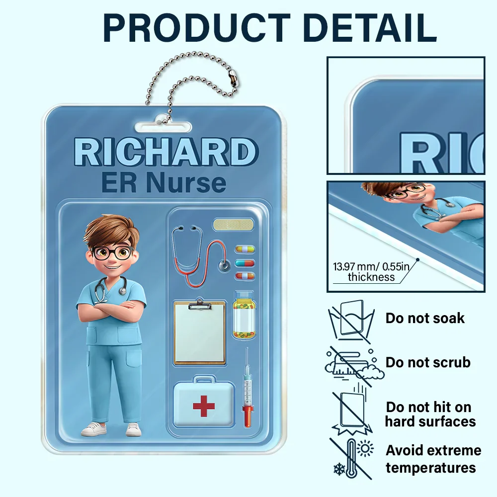 3D Effect Nurse Job Title Pack Packaging - Personalized Acrylic Car Hanger - Image 5