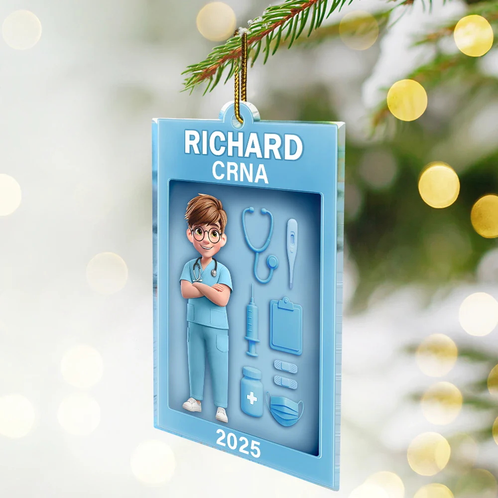 3D Effect Nurse Toy Box - Personalized Custom Shaped Acrylic Ornament - Image 2