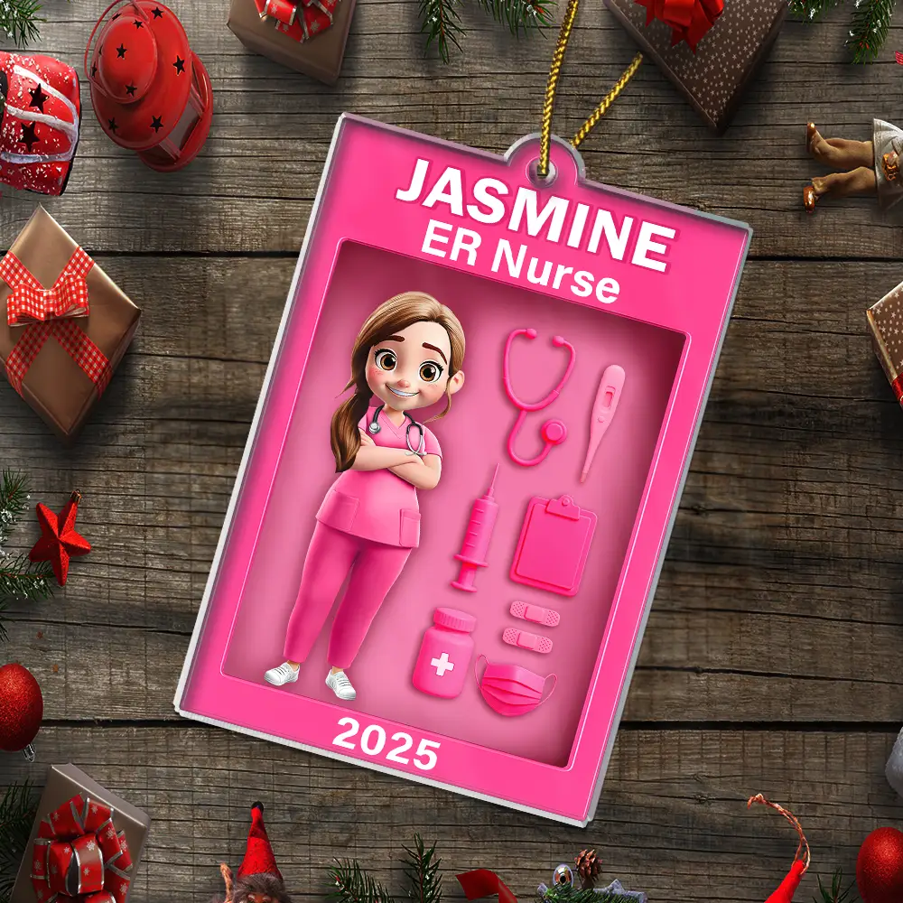 3D Effect Nurse Toy Box - Personalized Custom Shaped Acrylic Ornament - Image 5