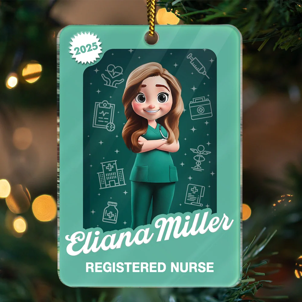 3D Effect Nurse Woman Man Toy Box - Personalized Custom Shaped Acrylic Ornament - Image 3