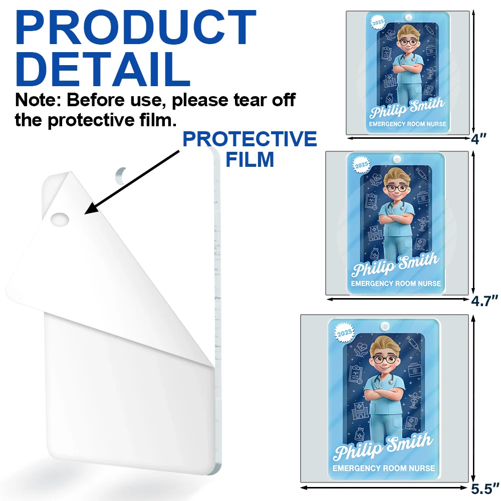 3D Effect Nurse Woman Man Toy Box - Personalized Custom Shaped Acrylic Ornament - Image 6