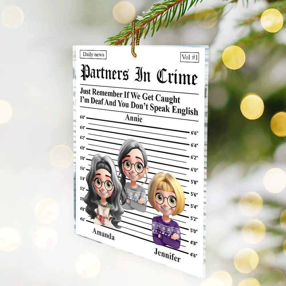 3D Effect Partners In Crime Daily News - Personalized Custom Shaped Acrylic Ornament - Image 2