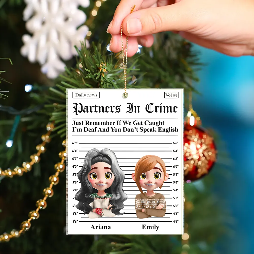 3D Effect Partners In Crime Daily News - Personalized Custom Shaped Acrylic Ornament - Image 4