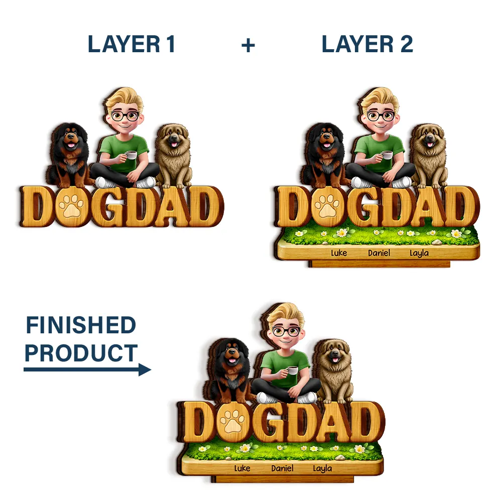 3D Effect Pet Mom Pet Dad - Personalized Custom Shaped Wooden Plaque - Image 5