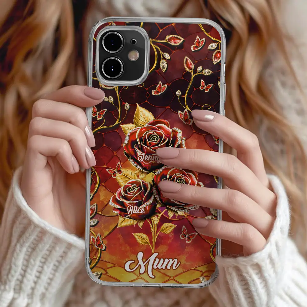3D Effect Roses Mom’s Everlasting Love - Personalized Clear Phone Case - Image 2