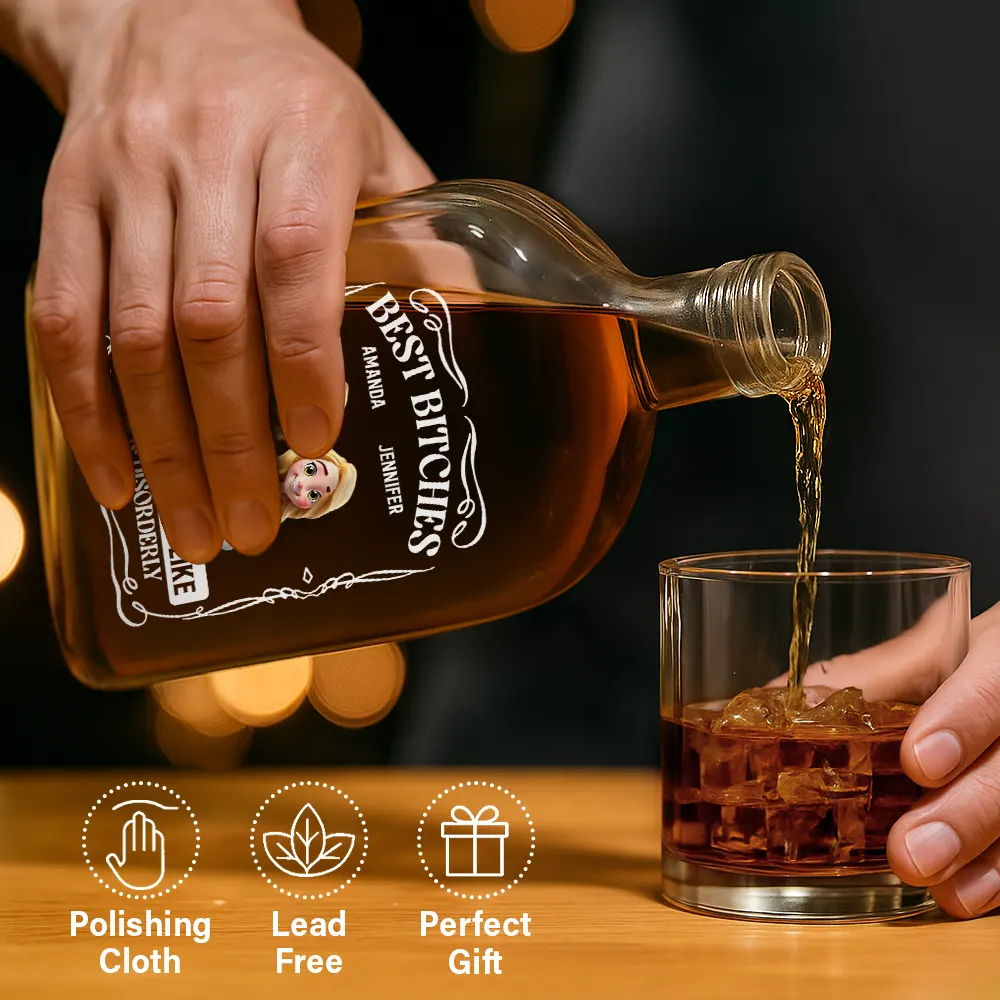 3D Effect Sitting Besties We Go Together - Personalized Whiskey Bottle - Image 6