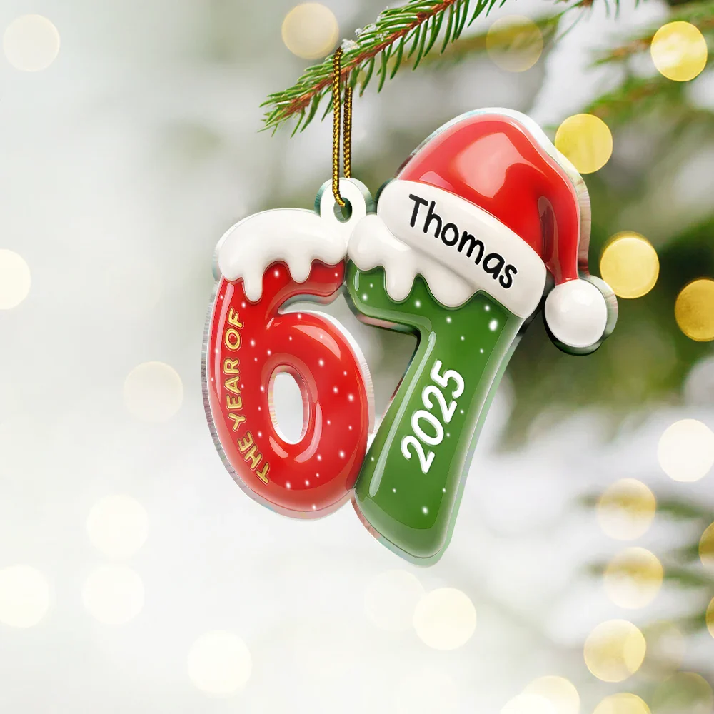3D Effect Six Seven Funny Slang - Personalized Custom Shaped Acrylic Ornament - Image 3