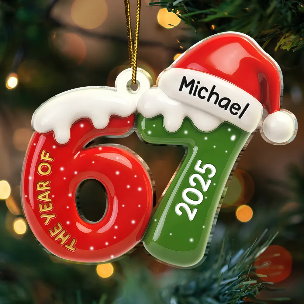 3D Effect Six Seven Funny Slang - Personalized Custom Shaped Acrylic Ornament - Image 4