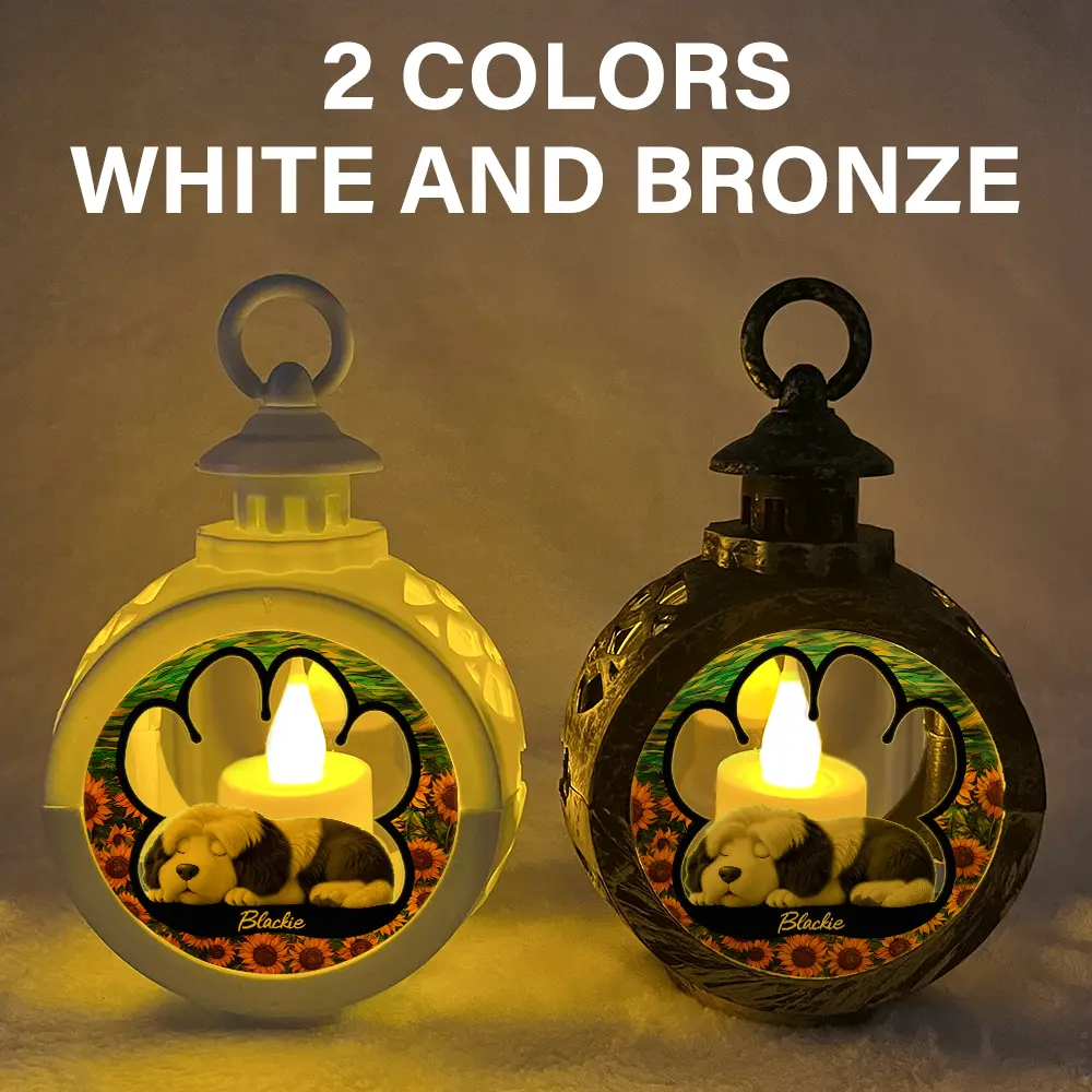 3D Effect Sleeping Dog - Personalized Candlelight Lantern Ornament - Image 5