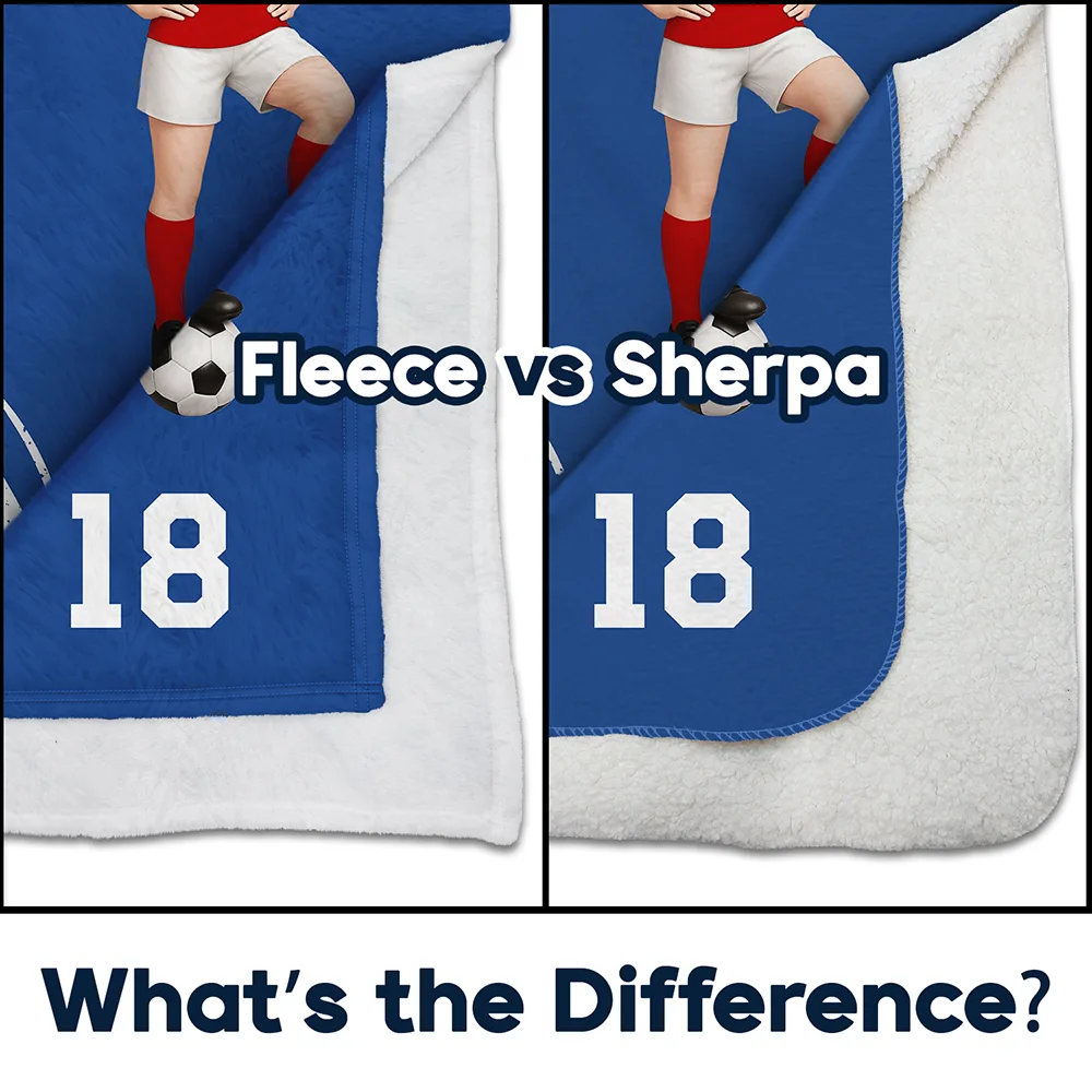 3D Effect Soccer Girl Boy - Personalized Fleece Blanket, Sherpa Blanket - Image 4