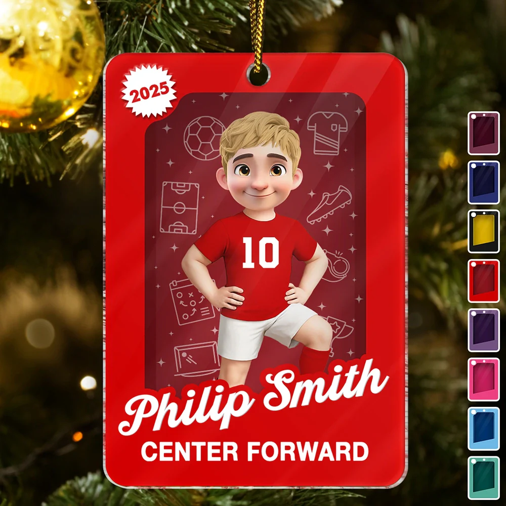 3D Effect Soccer Player Toy Box - Personalized Custom Shaped Acrylic Ornament