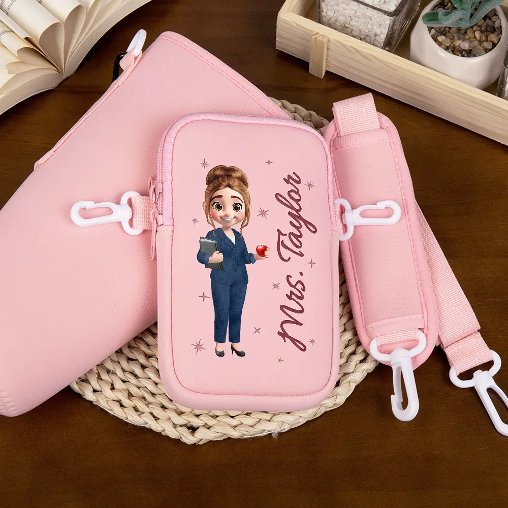 3D Effect Teacher Name - Personalized Bottle Carrier Bag - Image 4