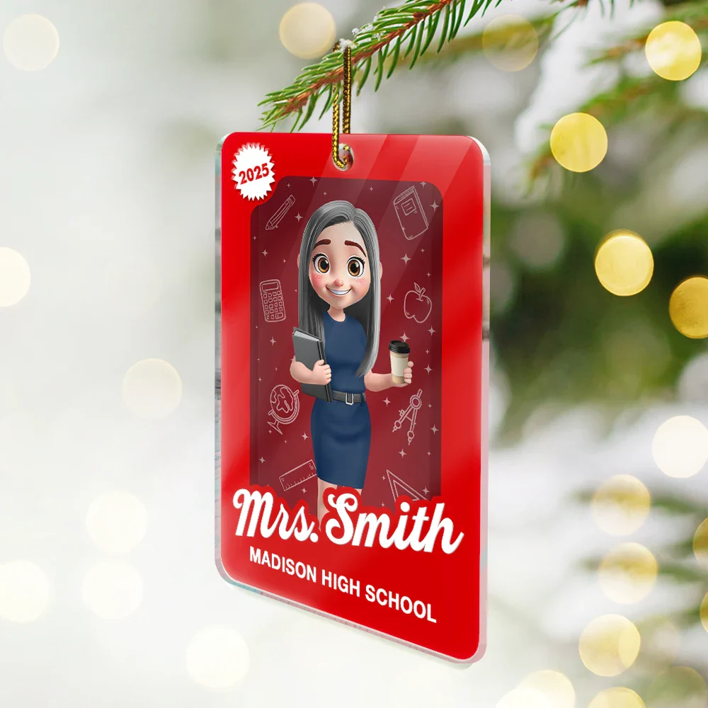 3D Effect Teacher Toy Box - Personalized Custom Shaped Acrylic Ornament - Image 2