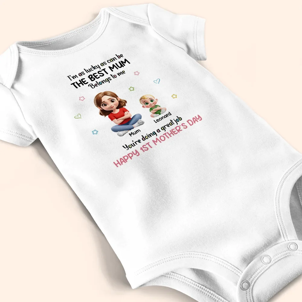 3D Effect The Best Mom Belongs To Me - Personalized Baby Onesie - Image 4