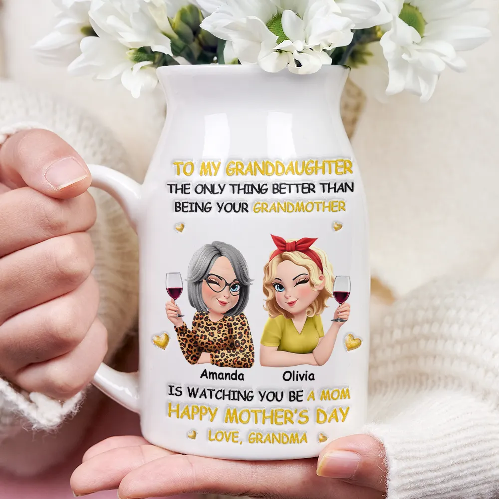 3D Effect The Only Thing Better Than Being Your Mother Grandma - Personalized Ceramic Flower Vase - Image 3