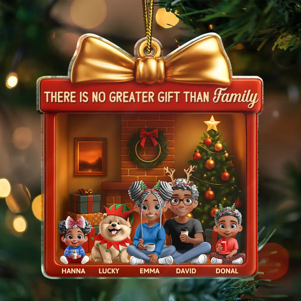 3D Effect There Is No Greater Gift Than Family - Personalized Custom Shaped Acrylic Ornament - Image 3