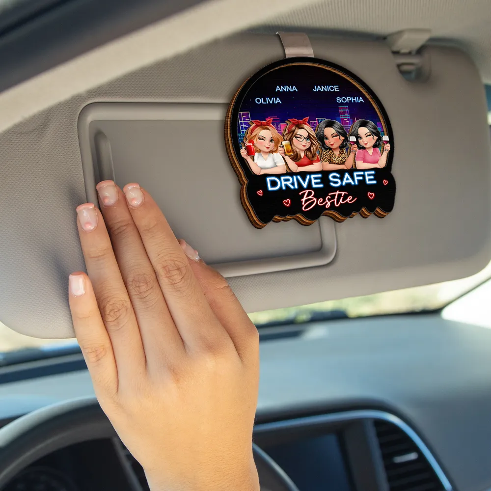 3D Effect Turban Besties Drive Safe I Love You - Personalized Custom Shaped Car Visor Clip - Image 4