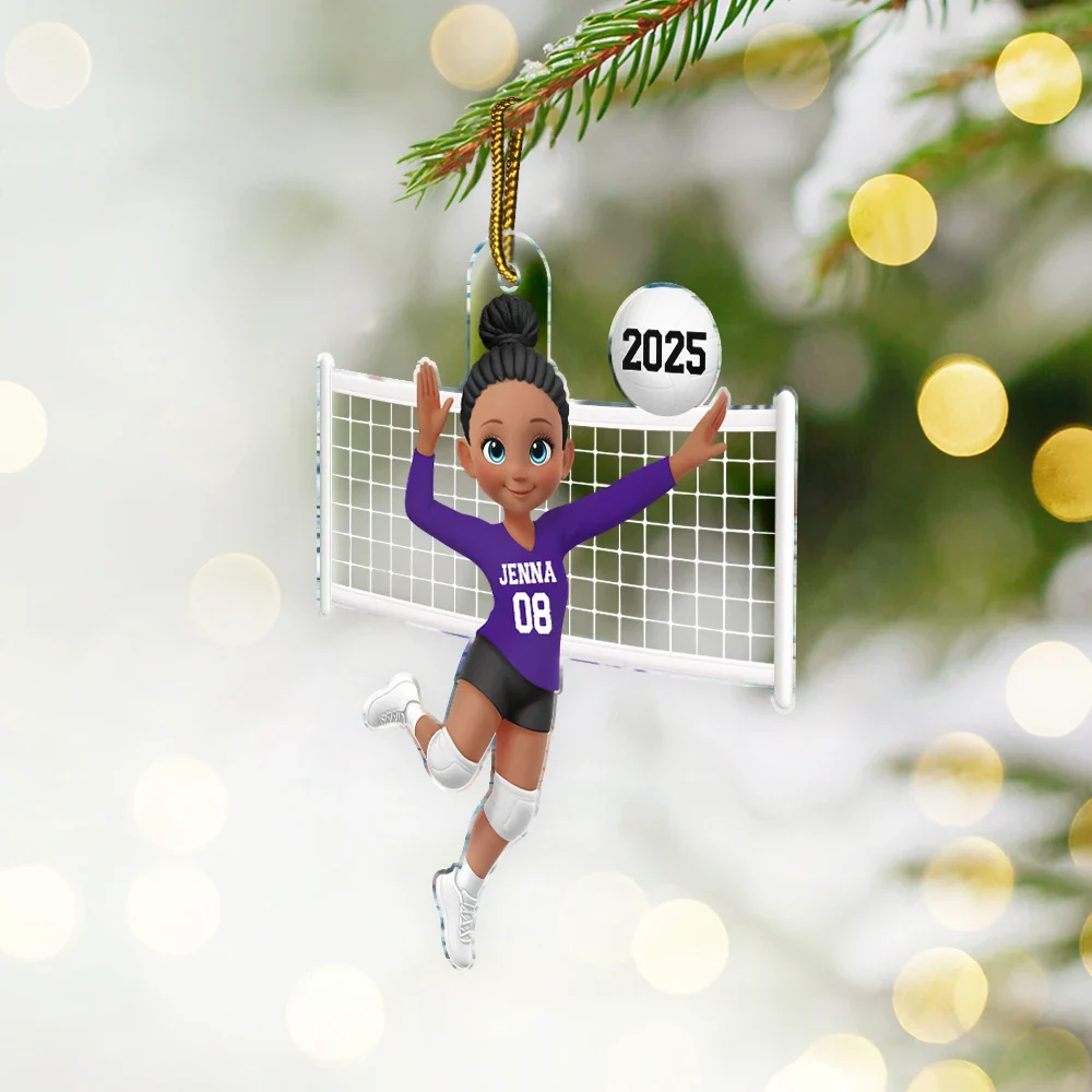 3D Effect Volleyball Girl - Personalized Custom Shaped Acrylic Ornament - Image 2