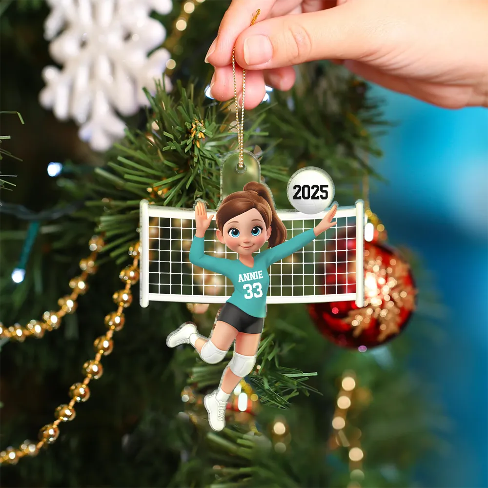 3D Effect Volleyball Girl - Personalized Custom Shaped Acrylic Ornament - Image 4