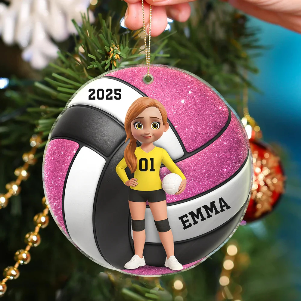 3D Effect Volleyball Player - Personalized Custom Shaped Acrylic Ornament - Image 4
