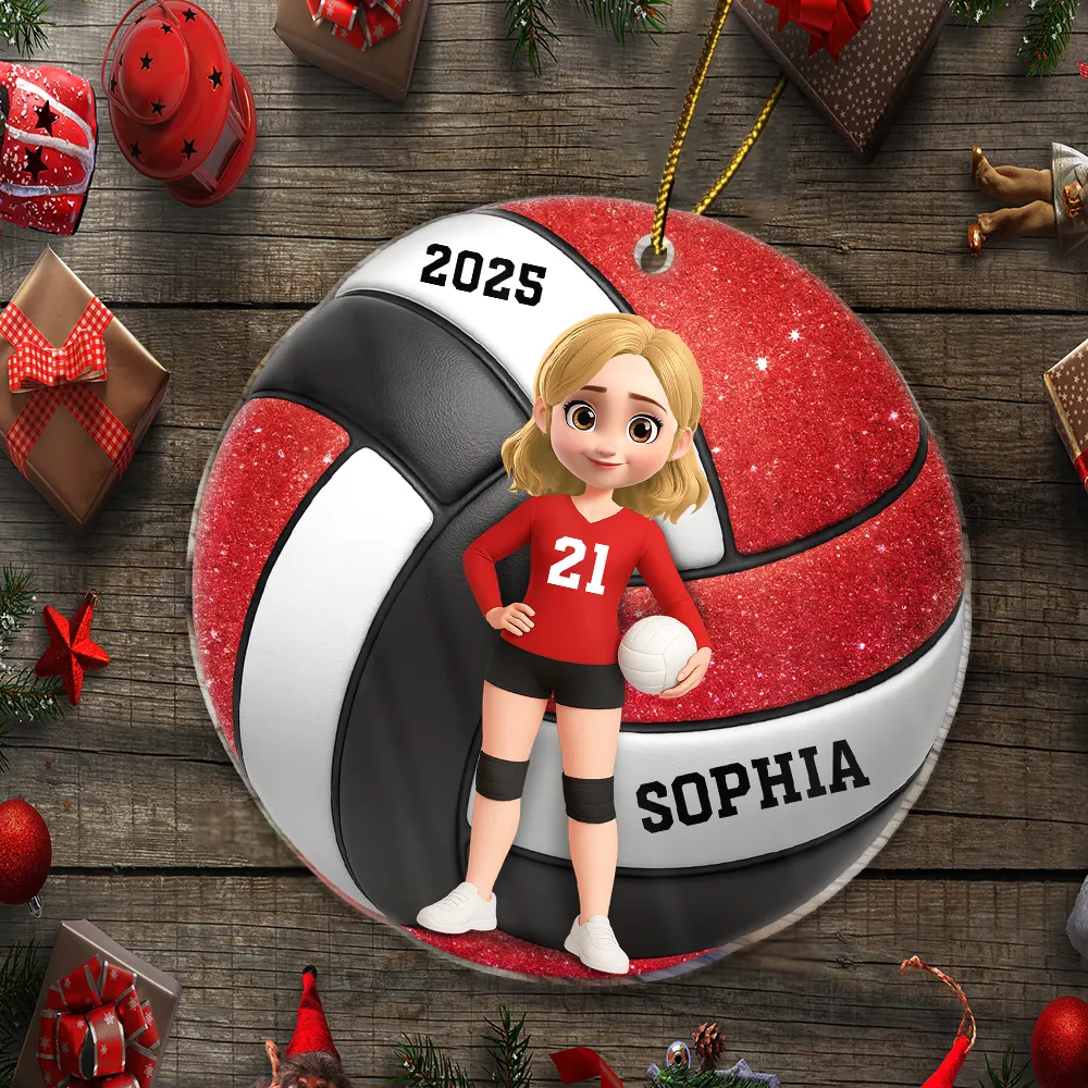 3D Effect Volleyball Player - Personalized Custom Shaped Acrylic Ornament - Image 5