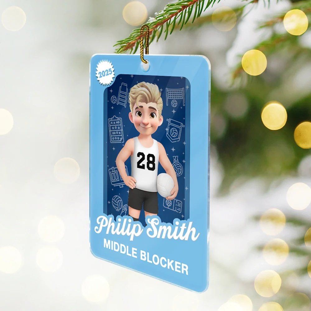 3D Effect Volleyball Player Toy Box - Personalized Custom Shaped Acrylic Ornament - Image 2