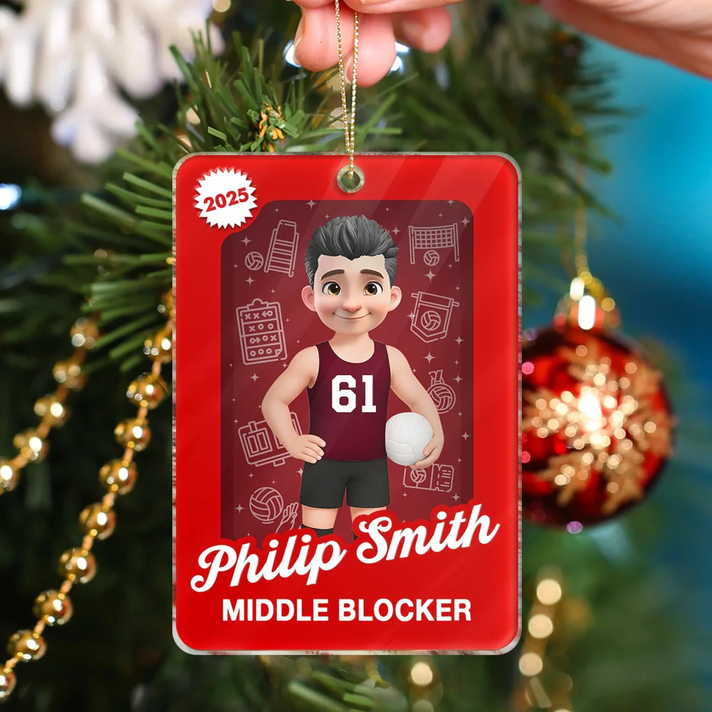 3D Effect Volleyball Player Toy Box - Personalized Custom Shaped Acrylic Ornament - Image 4