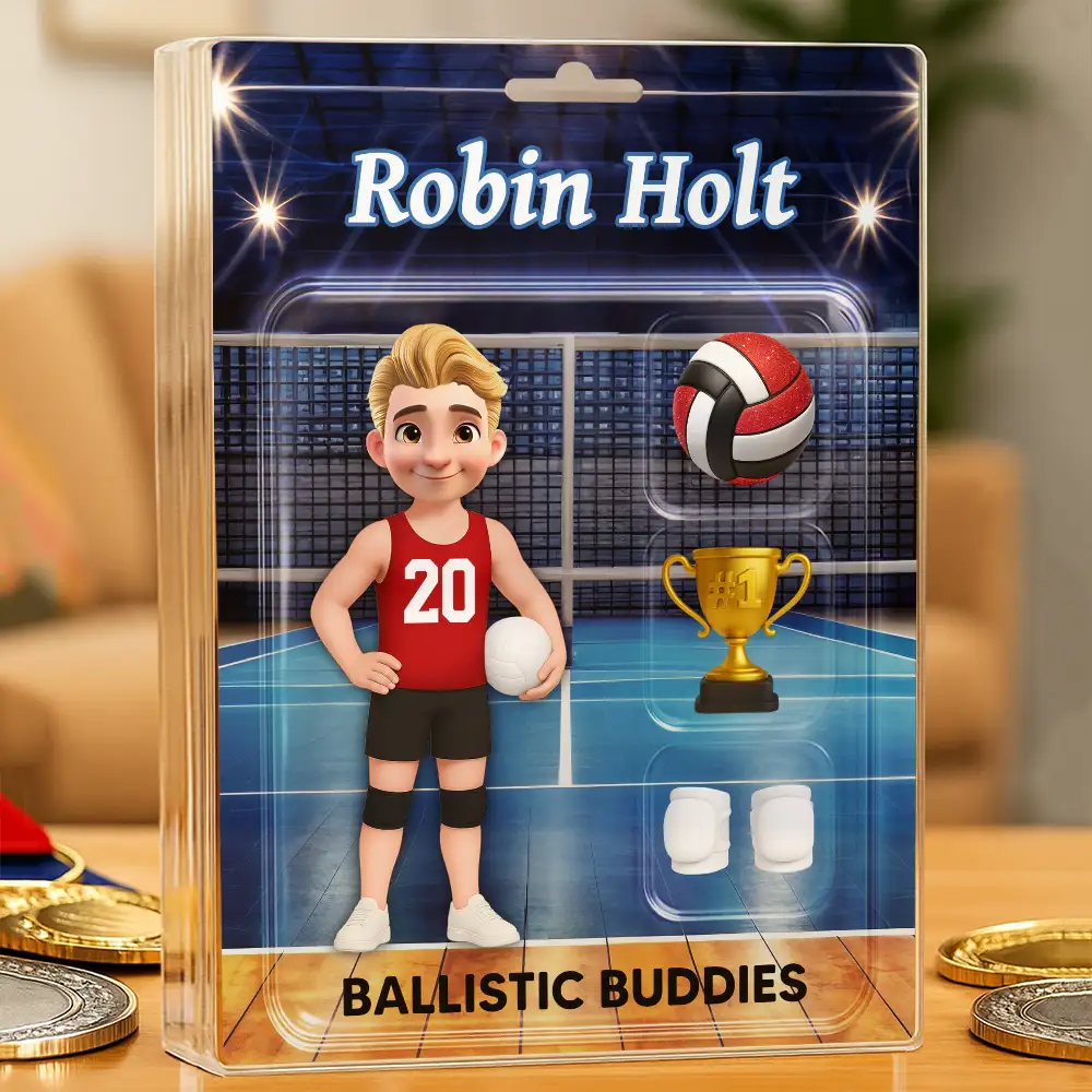 3D Effect Volleyball Player Toy Box - Personalized Custom Shaped Acrylic Plaque - Image 2