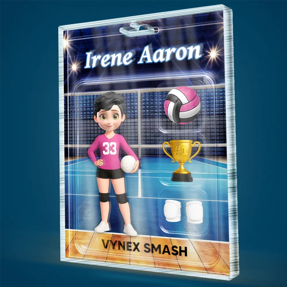 3D Effect Volleyball Player Toy Box - Personalized Custom Shaped Acrylic Plaque - Image 3