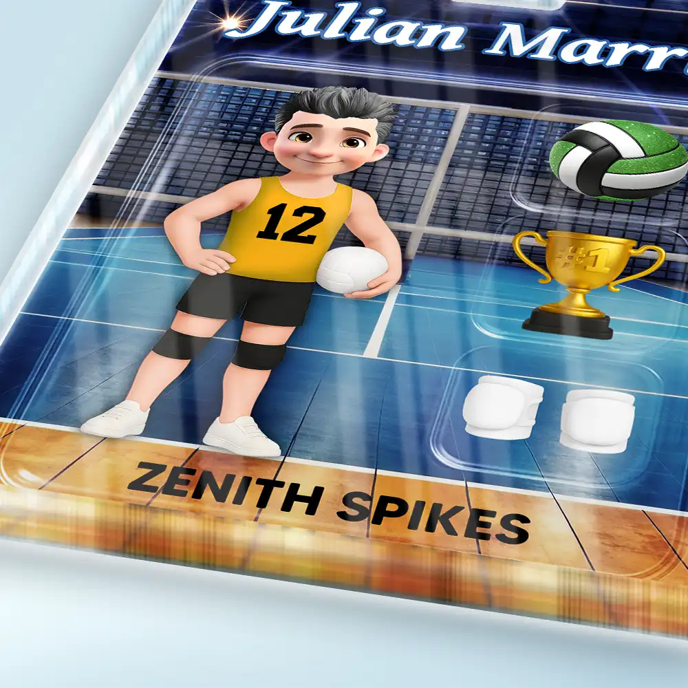 3D Effect Volleyball Player Toy Box - Personalized Custom Shaped Acrylic Plaque - Image 4