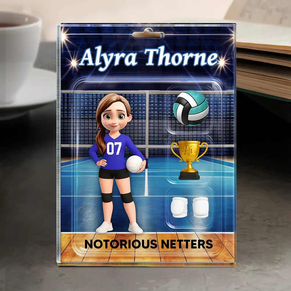 3D Effect Volleyball Player Toy Box - Personalized Custom Shaped Acrylic Plaque - Image 5