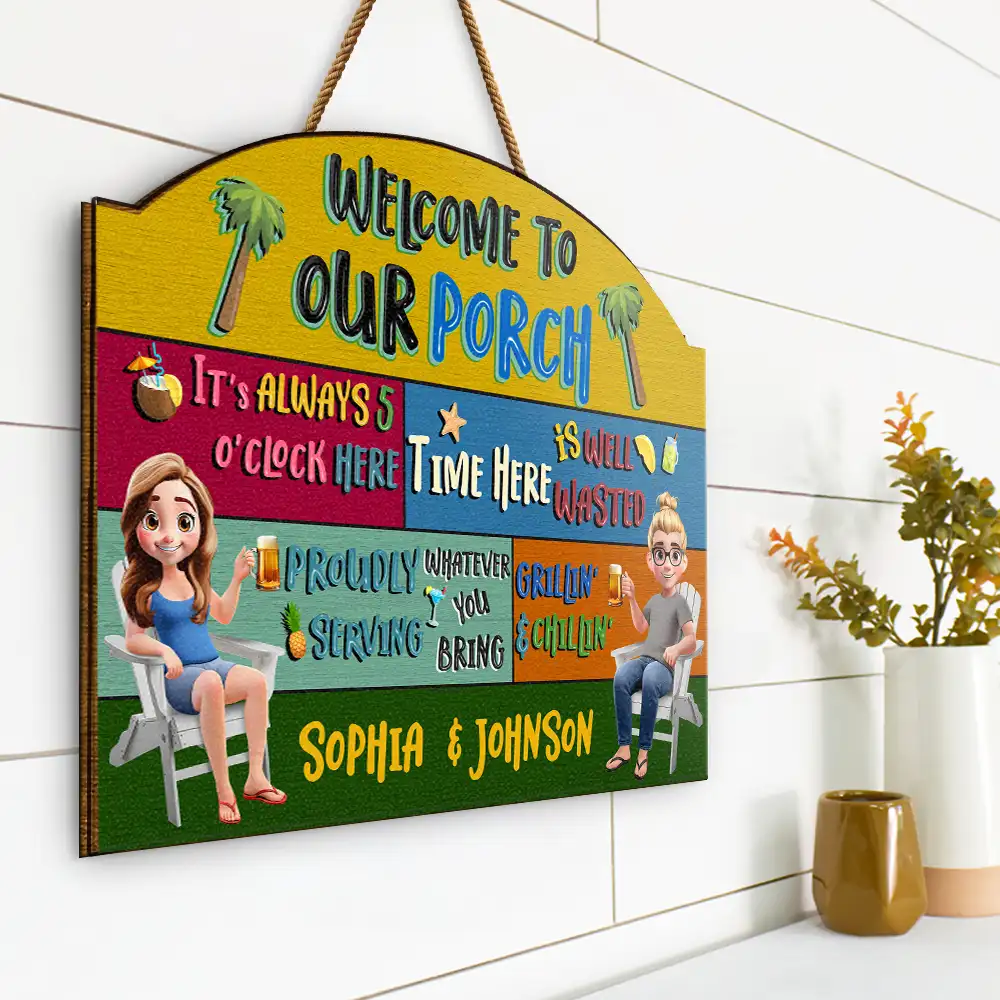 3D Effect Welcome To Our Pool - Personalized Custom Shaped Wood Sign - Image 2